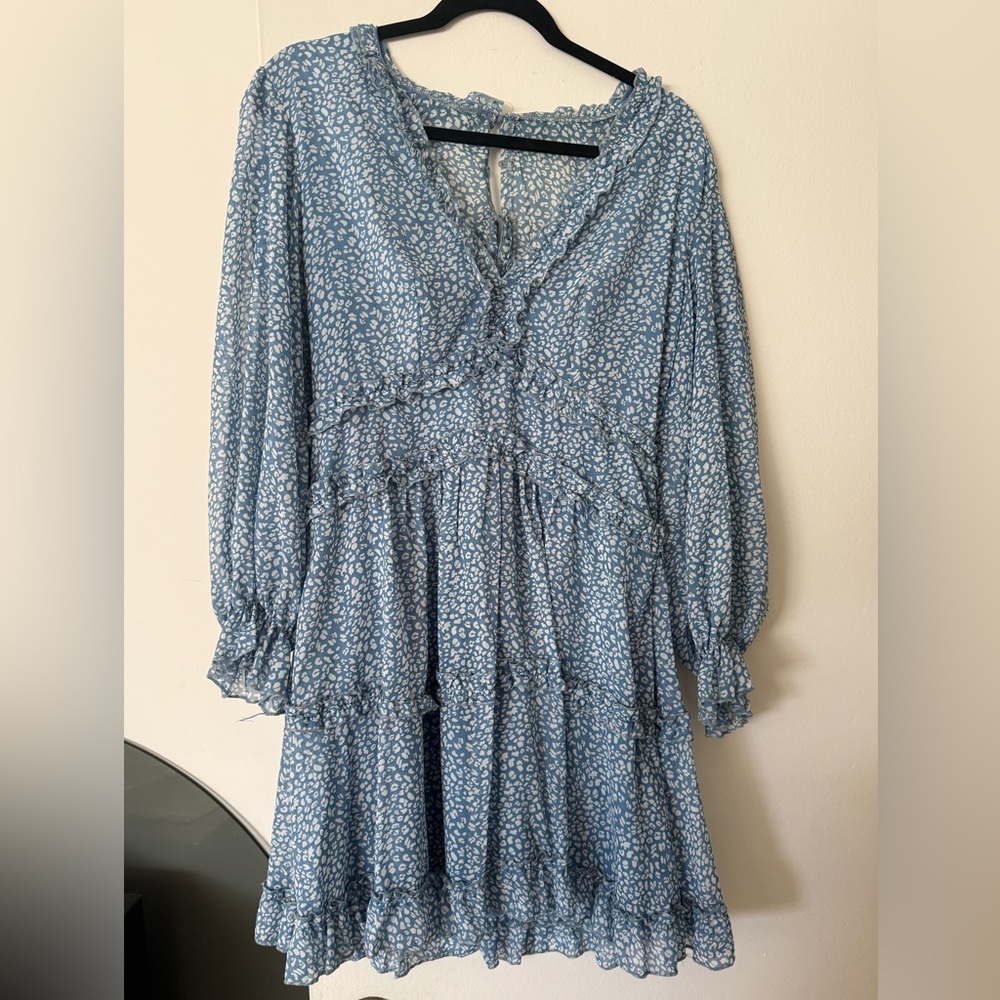 Amazon Blue Floral Long Sleeve Dress
